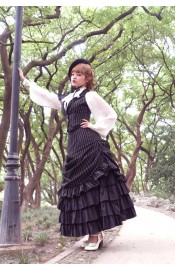 Surface Spell Gothic Striped Victorian Bustle Skirt